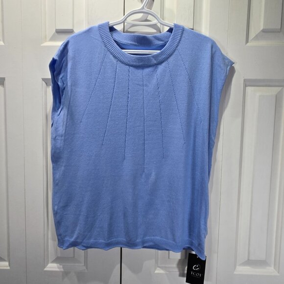 NWT Women’s Blue Knit Sweater Vest Top – Size Large - Picture 1 of 5